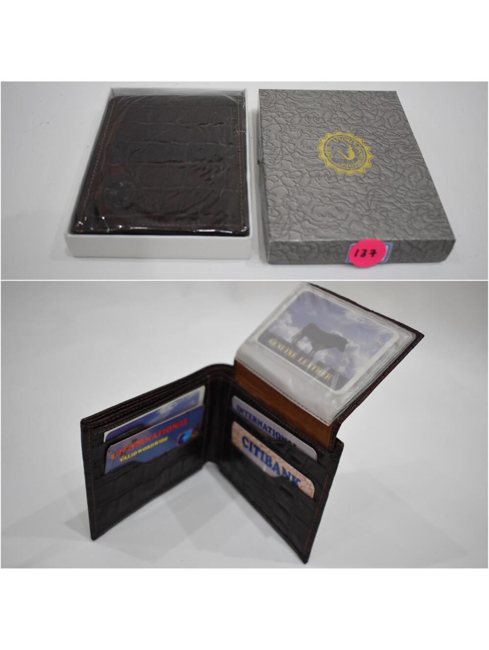 Andrue Handmade Italian Leather Crocodile Pressed Men Male Bifold Wallet 137